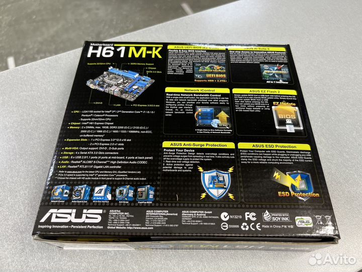 Материнская плата asus H61M-K новая