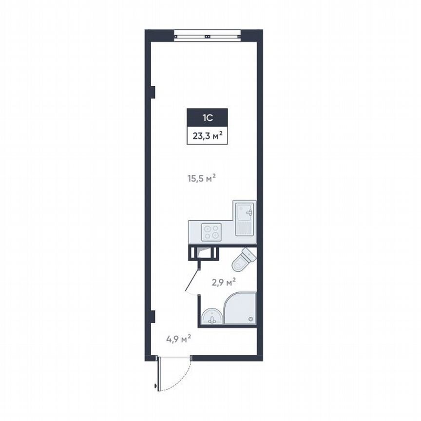 Квартира-студия, 23,3 м², 11/18 эт.
