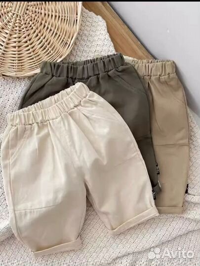 Детские брючки плотный лен 120разм