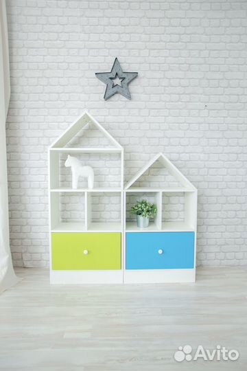 Стеллаж домик для игрушек и книг