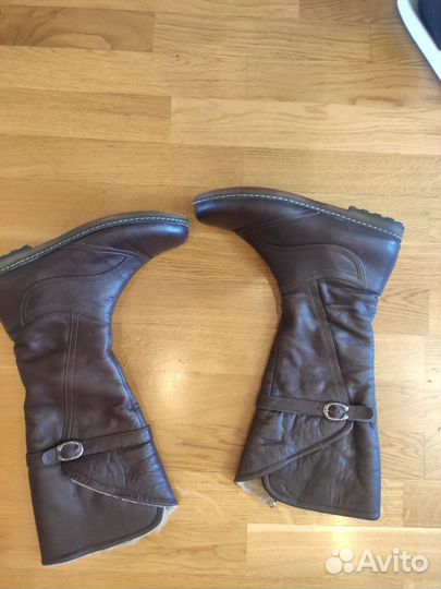 Сапоги зимние 39 коричневые кожа