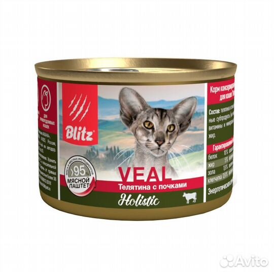 Blitz Holistic Телятина с почками Паштет для кошек