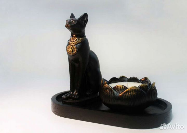 Статуэтка, кошка, свеча