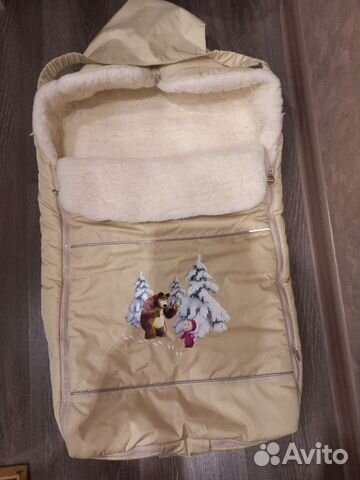 Меховой конверт в коляску, внутри шерсть