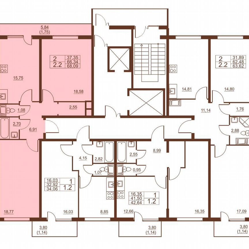 2-к. квартира, 68,1 м², 10/11 эт.