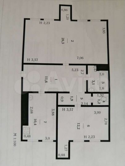 2-к. квартира, 68,7 м², 3/3 эт.