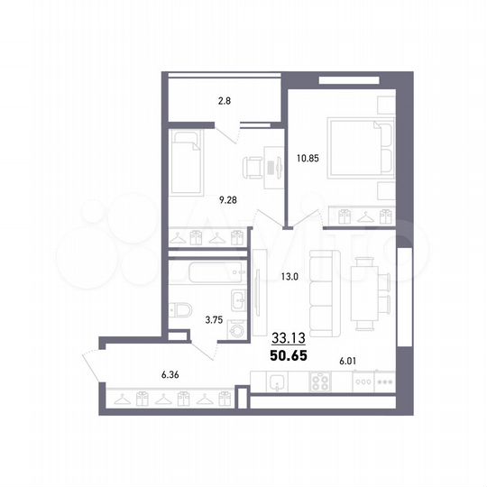 3-к. квартира, 50,7 м², 22/27 эт.