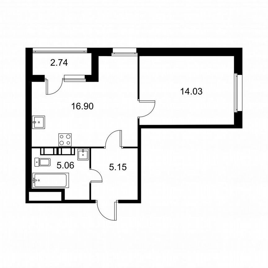 1-к. квартира, 42,5 м², 9/9 эт.