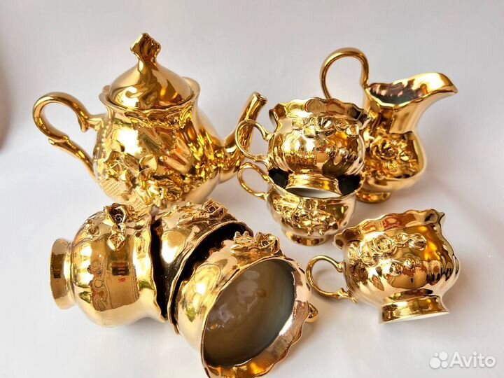 Новый кофейный сервиз Золотая Роза 6 персон