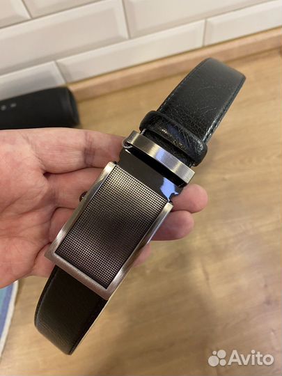 Ремень новый мужской кожаный черный 110 см