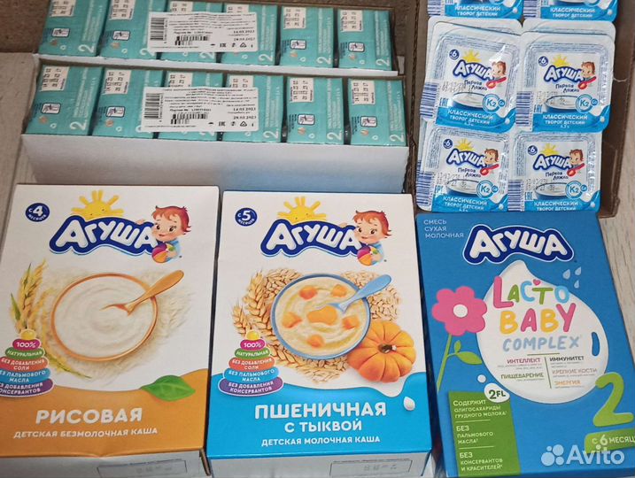 Агуша Творожки, пюре, каша, смесь, мясо, кефир