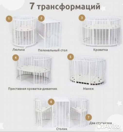 Детская кроватка трансформер 7 в 1