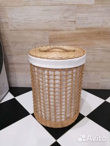 Большая плетёная корзина для белья