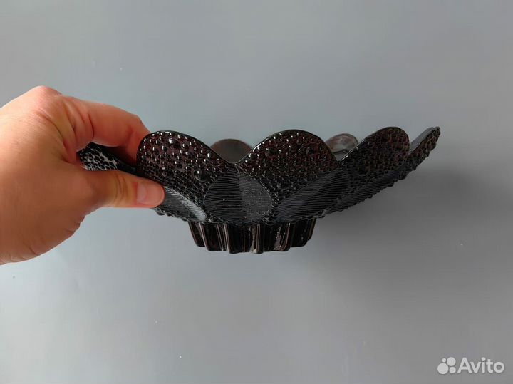 Ваза фруктовница СССР марганцевое стекло