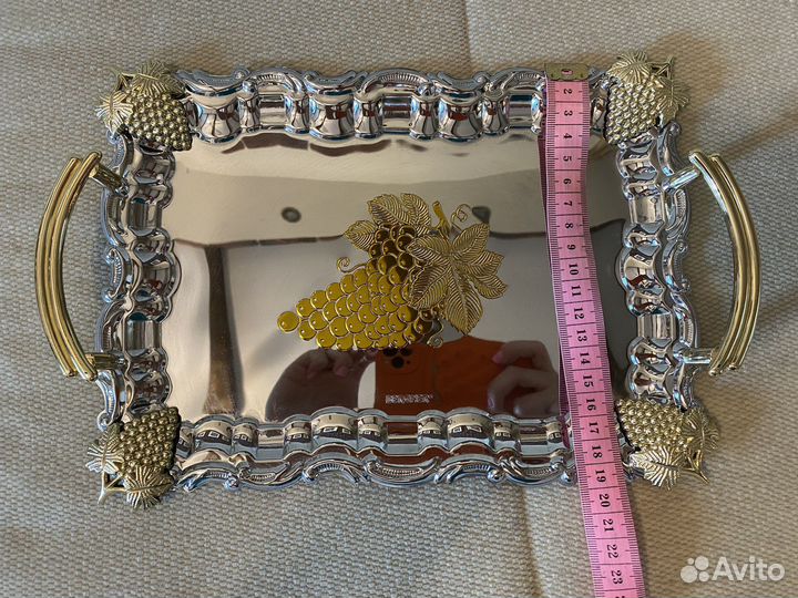 Поднос с виноградом хромированный Bergner