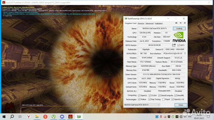 Видеокарта gigabyte RTX 3070 TI Gaming OC