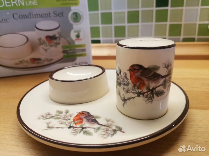 Подставка для яйца + солонка Loraine Снегирь