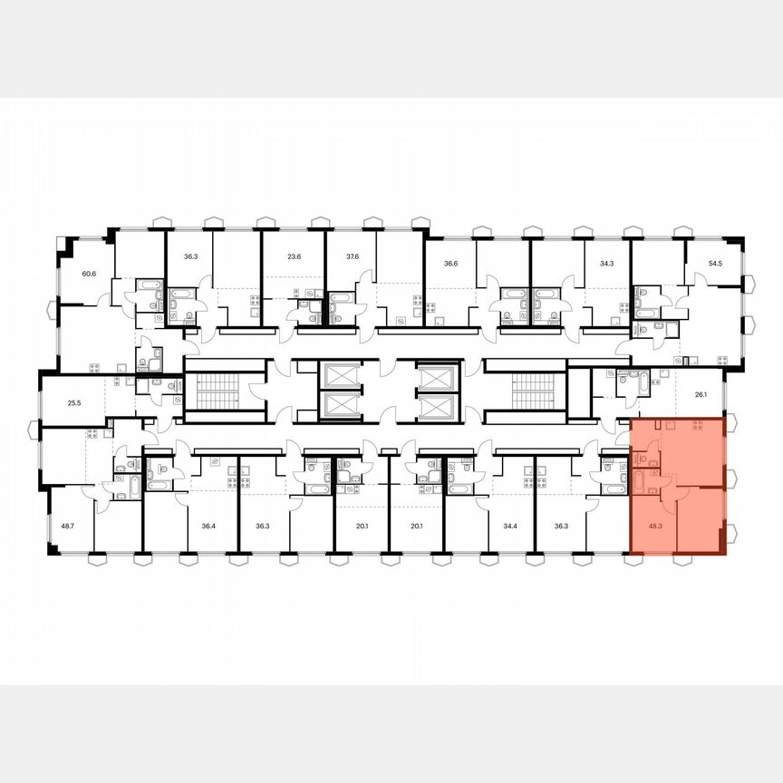 2-к. квартира, 48,3 м², 23/24 эт.