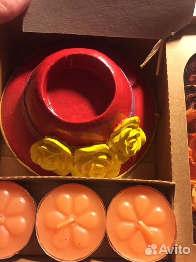 Набор подарочный свечи+ подсвечник+ сухоцветы