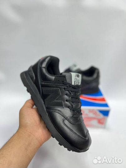 Кроссовки мужские черные кожа new balance 574