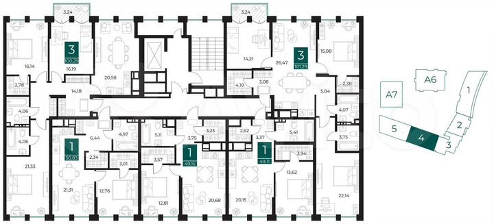 3-к. квартира, 101,3 м², 5/13 эт.