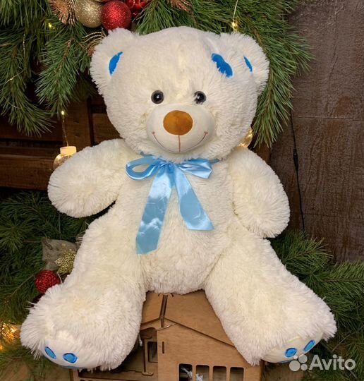 Мишка Средний 90 см с синим сердцем