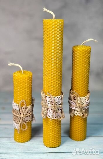 Свечи восковые с травами, Набор свечей из вощины с