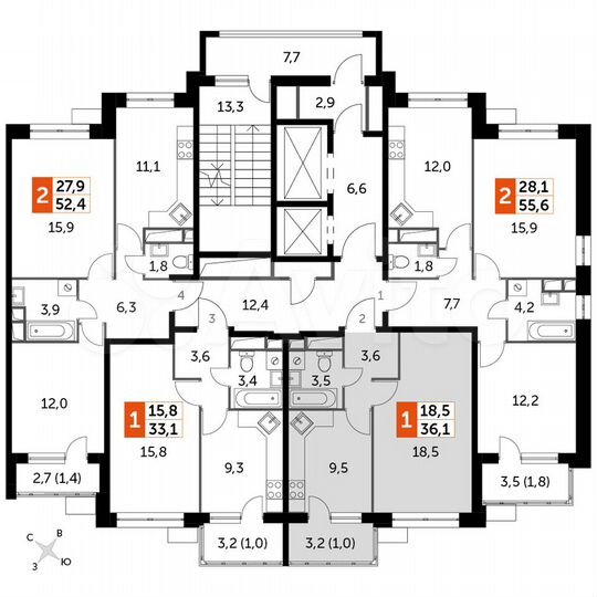 1-к. квартира, 36,1 м², 8/18 эт.