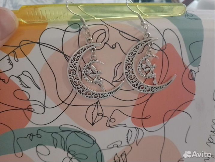 Серьги месяц с феей