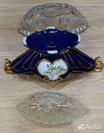 Хрустальная салатница, лодочка, конфетница СССР