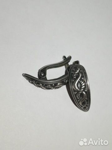 Винтажные серебряные серьги, СССР, 1980г