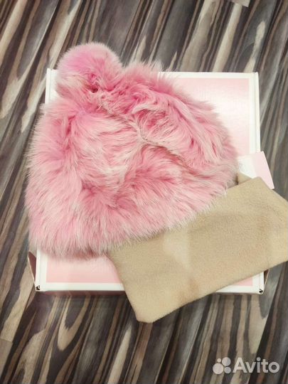 Шапка натуральный мех кролик вязанный
