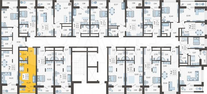 Квартира-студия, 22,8 м², 13/19 эт.