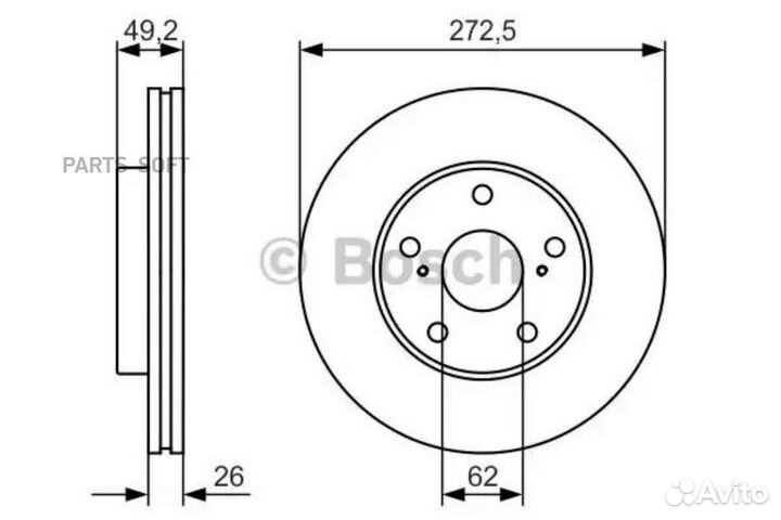 Bosch 0986479R45 Диск тормозной toyota auris 07- п