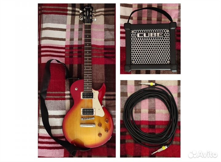 Электрогитара (Cort CR100) + комбоусилитель Roland