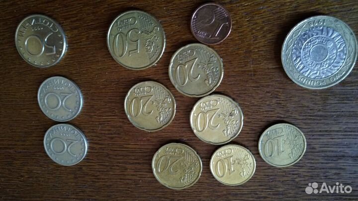 Монеты евро, фунты, облигации 1992 года все за