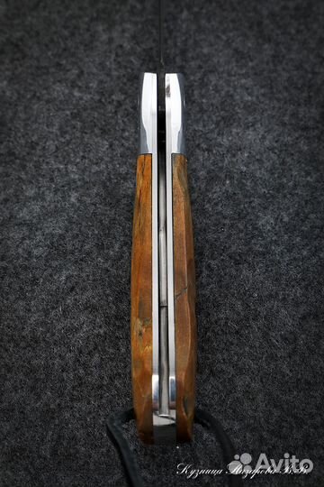 Нож складной Сова сталь дамаск накладки карельская