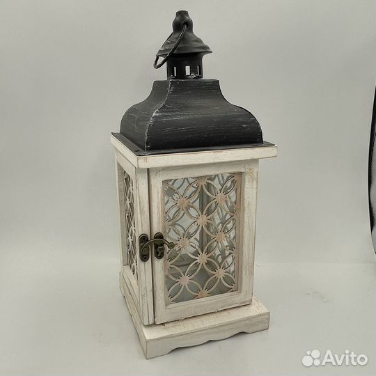 Подсвечник-фонарь (дерево+ металл+ стекло)