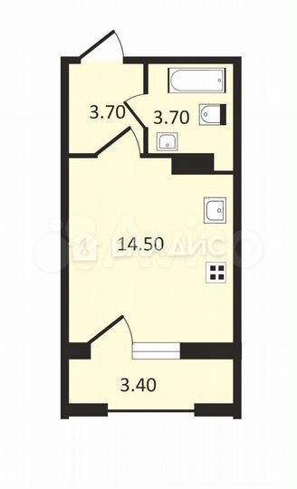 Квартира-студия, 24,2 м², 8/22 эт.