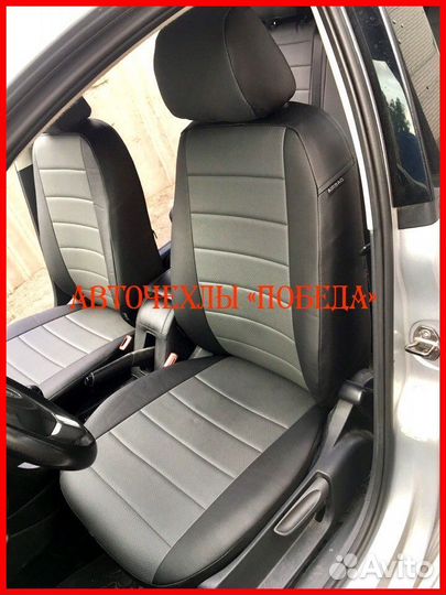 Чехлы Volkswagen Polo 1 из экокожи чёрно-серые