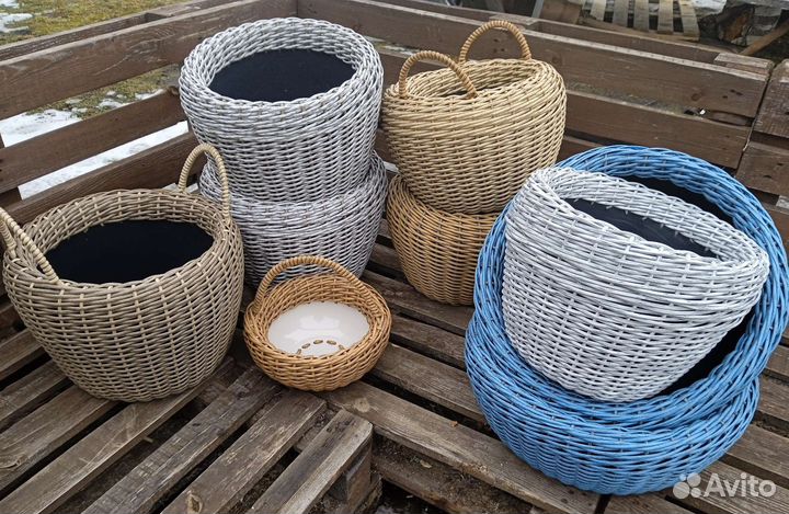 Кашпо из искусственного ротанга для садовых цветов