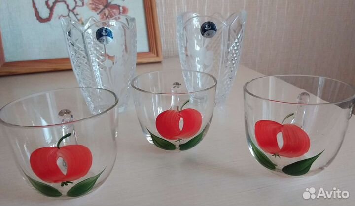 Вазы хрустальные, бокальчики