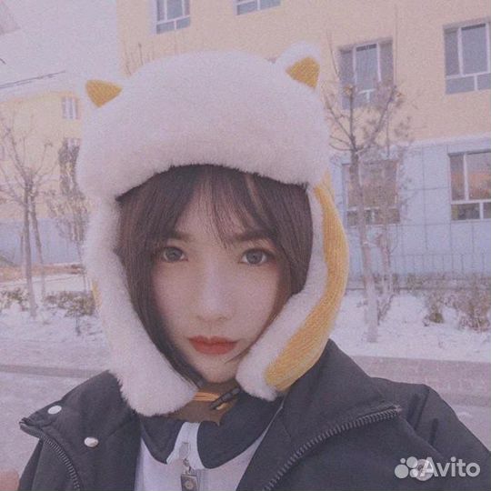 Шапка с ушками черная