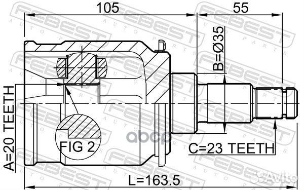 ШРУС внутренний задний 20X35X23 honda CR-V 12