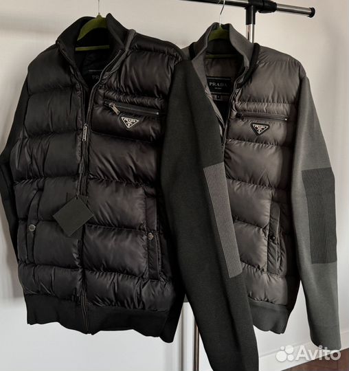 Куртка Prada с вязаными рукавами