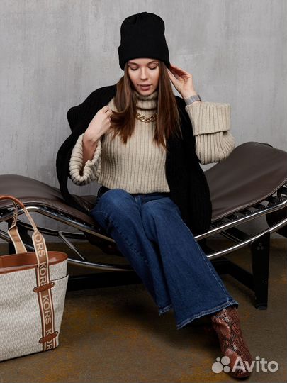 Двойная теплая шапка мелкой вязки Шапки Оптом