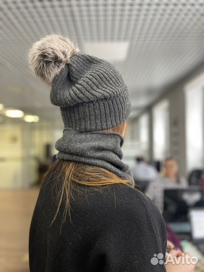 Комплект шапка со снудом из кашемира