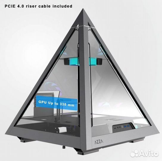 Корпус Azza Pyramid L черный/серебристый