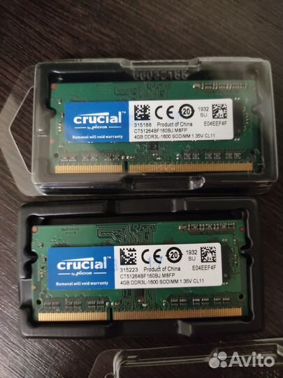 Оперативная память Crucial DDR3L-1600 sodimm