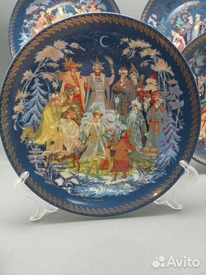 Тарелки Палех, полный комплект Дары Времен Года